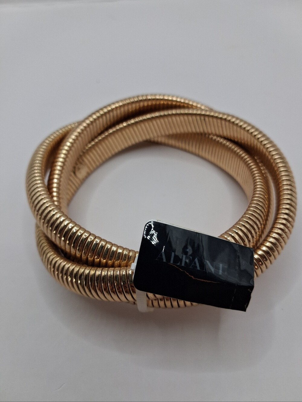 Alfani Gold Tone Twisted Tube Tower Stretch Bangle Bracelet OS